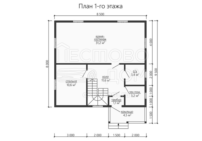 Проект каркасного дома «ДК180»