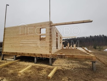 Баня из бруса 6x8 с террасой